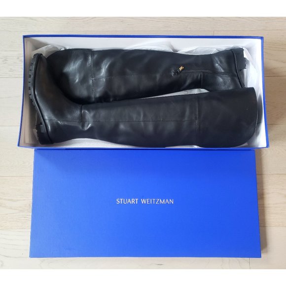 NIB STUART WEITZMAN Amber Over The Knee Nappa Leather Boots Black Sz 8 - Picture 9 of 16